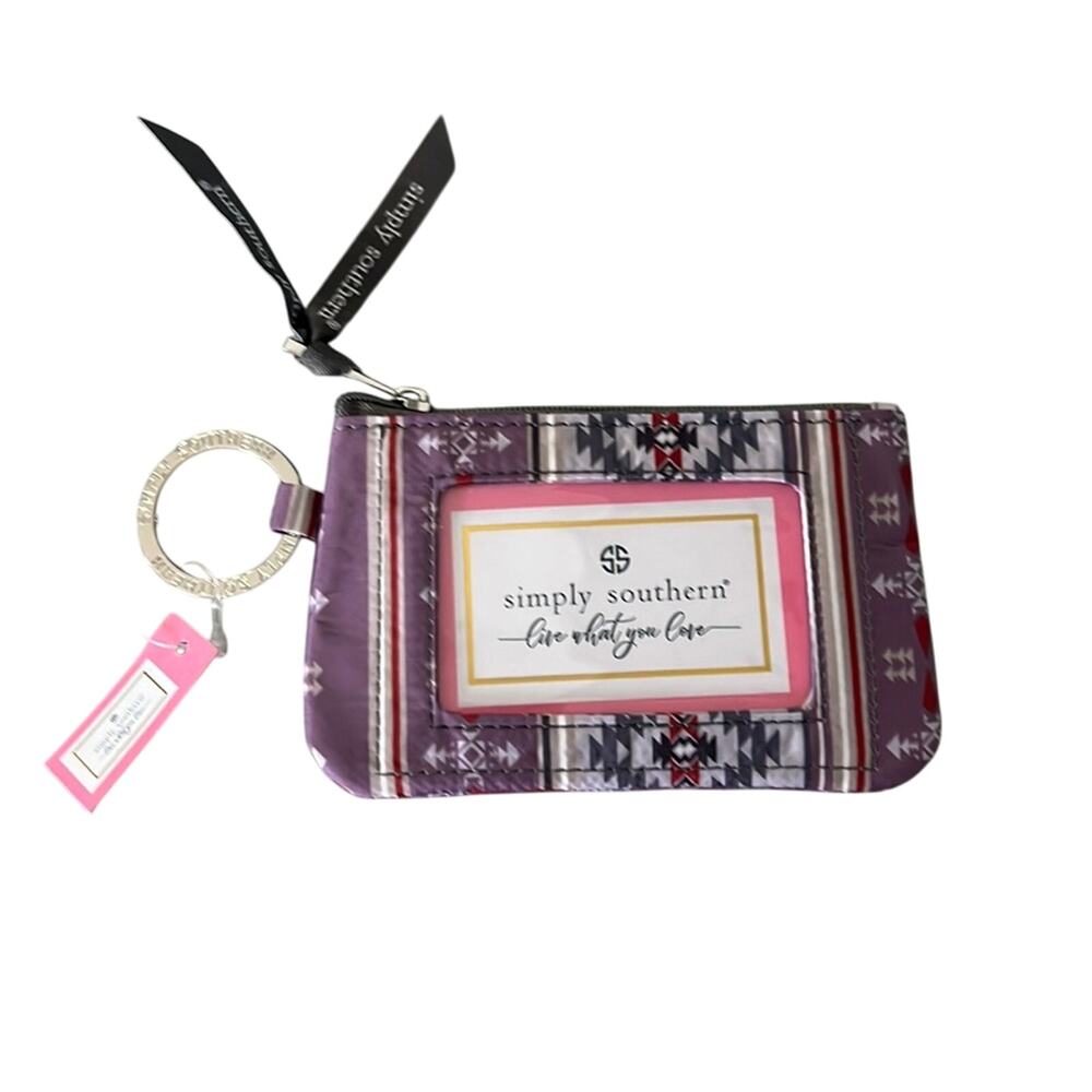 Simply Southern Aztec Print ID Card Holder Coin Purse key chain NWT